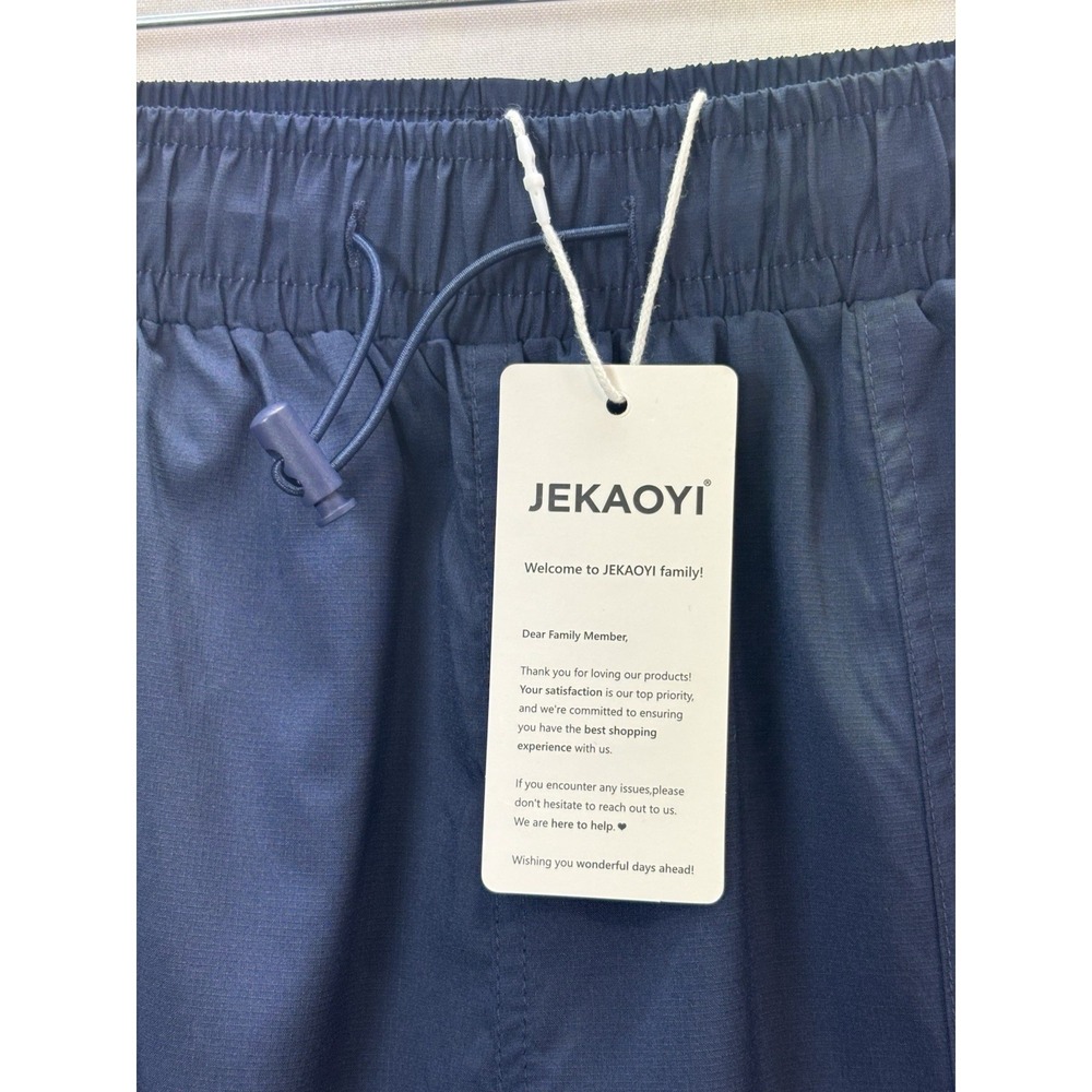 JEKAOYI Blue Cargo Pants Womens Medium Ripstop Elastic Waist Tapered Pockets - Picture 3 of 11